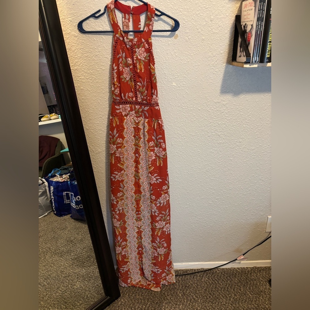 City Triangles Women’s Large Red Floral Maxi Dress
